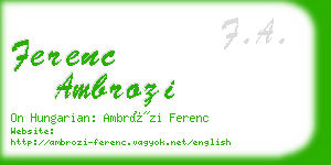 ferenc ambrozi business card